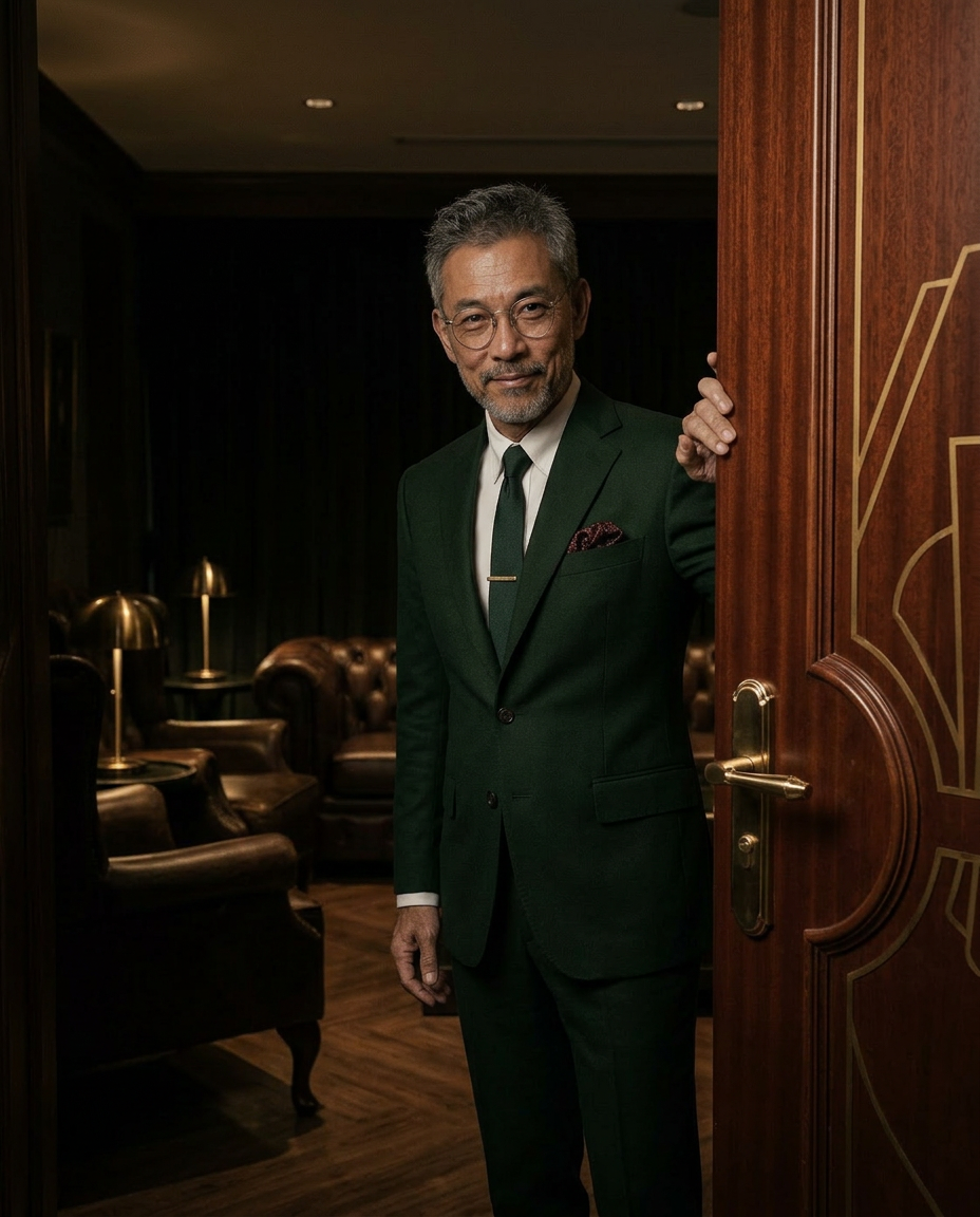 The Master at the salon door